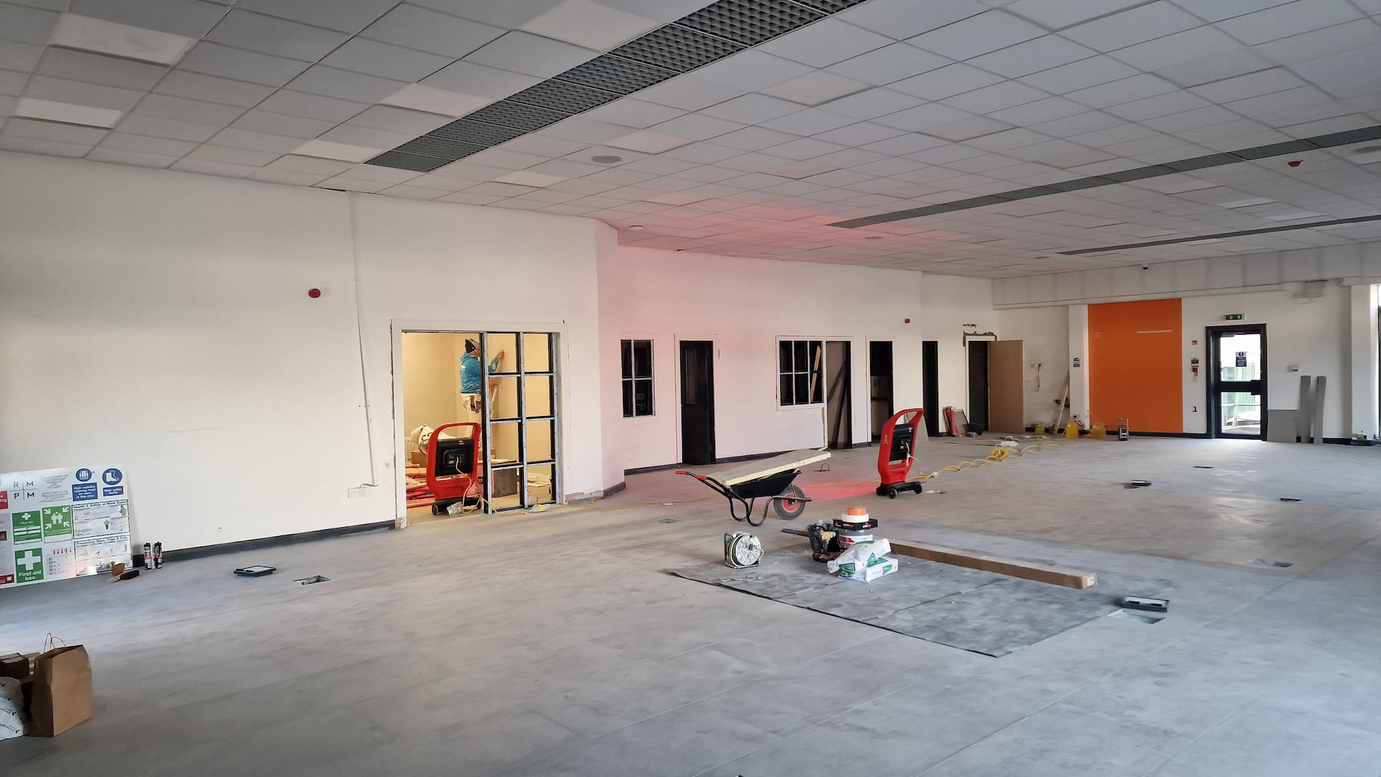 Commercial interior during painting and refurbishment work